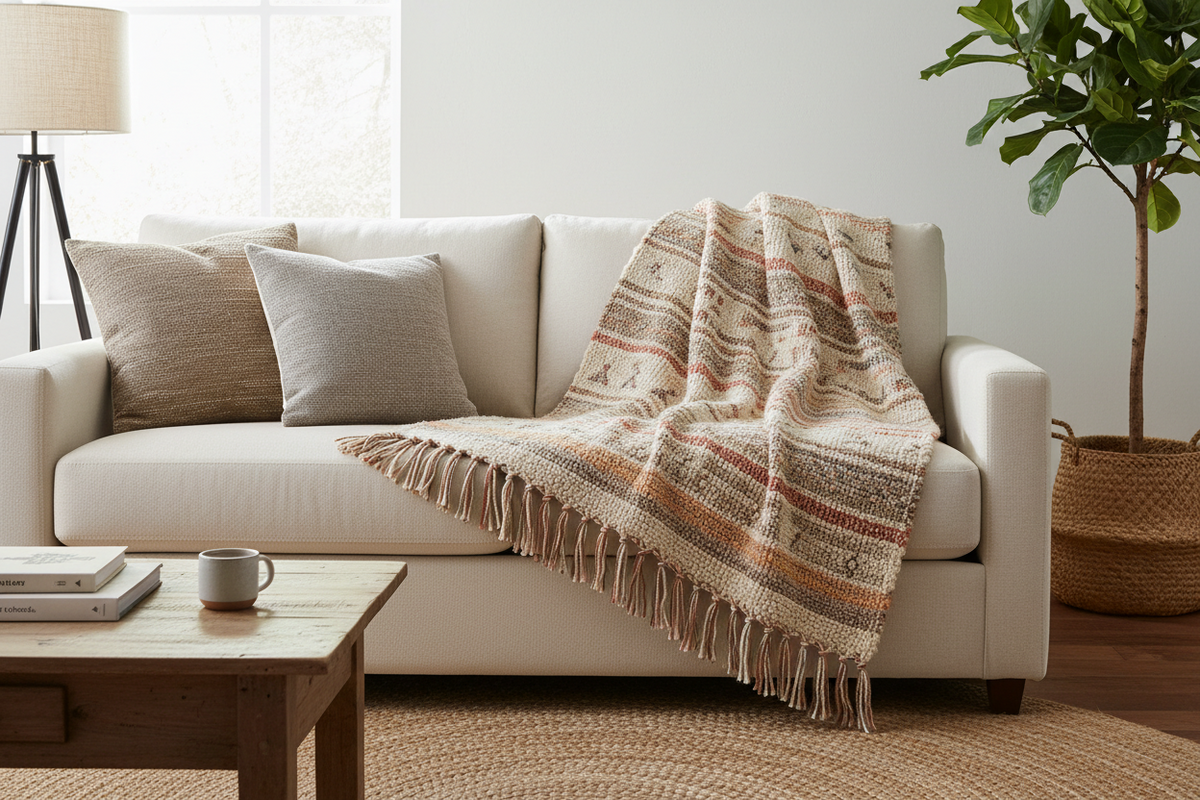 Handwoven Wool Throw Rug